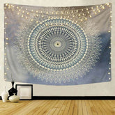 Lofaris Light Blue Psychedelic Bohemian Mandala Wall Tapestry